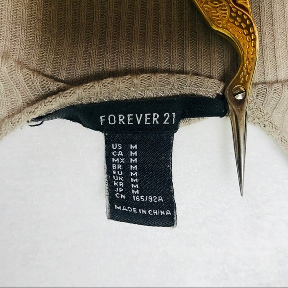 🌲3/$20 Forever 21 Ribbed Tank Dress Brown Tan Midi Knee M - Picture 4 of 9